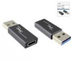 Adapter, USB A plug to USB C socket aluminium, space grey, DINIC Box